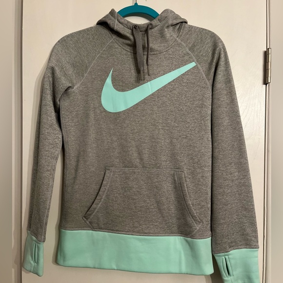 Nike Therma-Fit Hoodie Sweatshirt Gray Mint - Picture 1 of 10